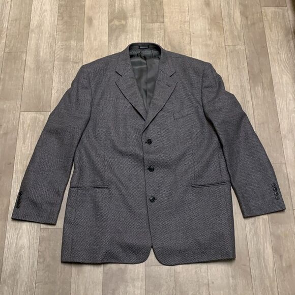 Mens Stafford 100% Pure New Wool Gray 3 Button Blazer Sports Coat Jacket‎ - Picture 1 of 9